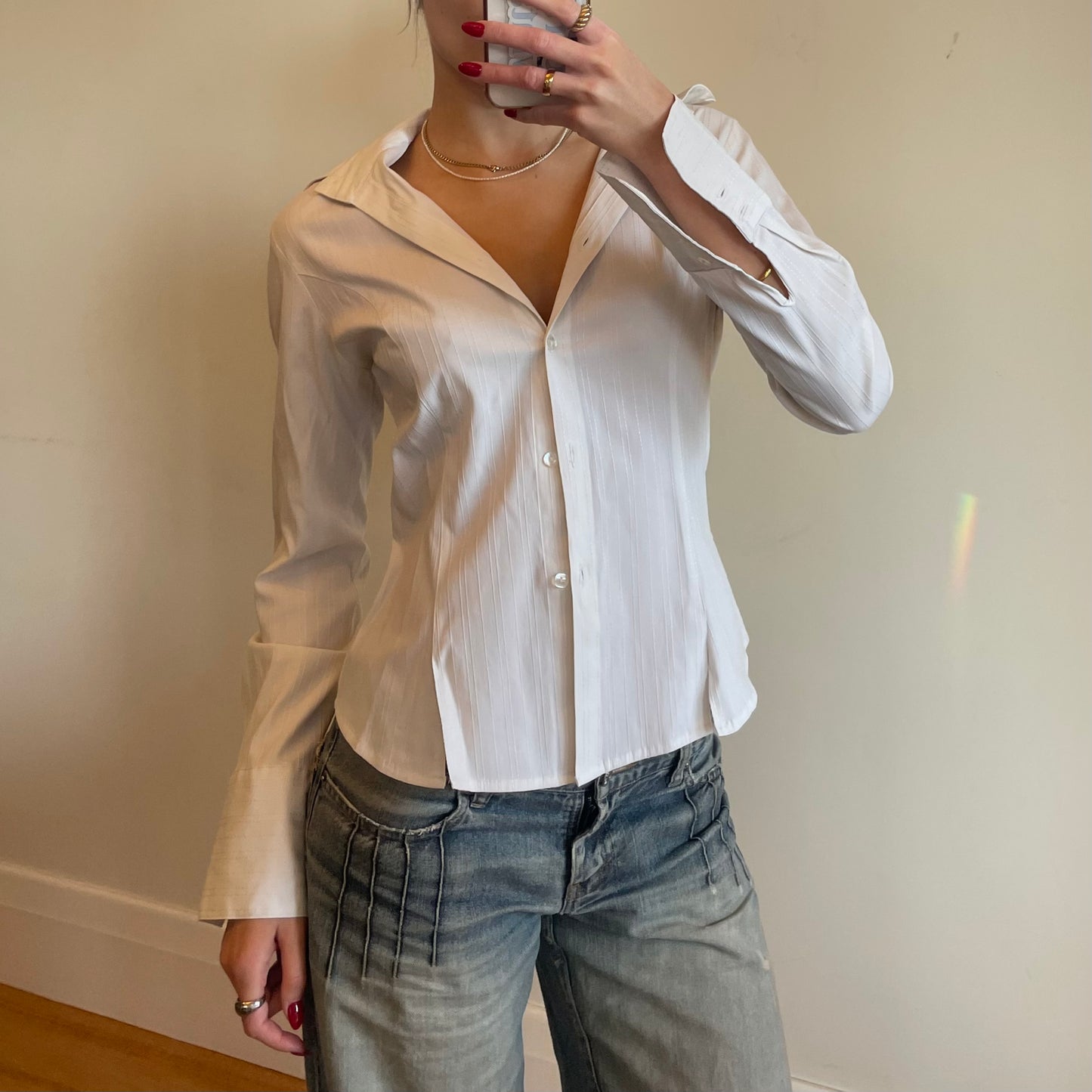 90s white button up shirt