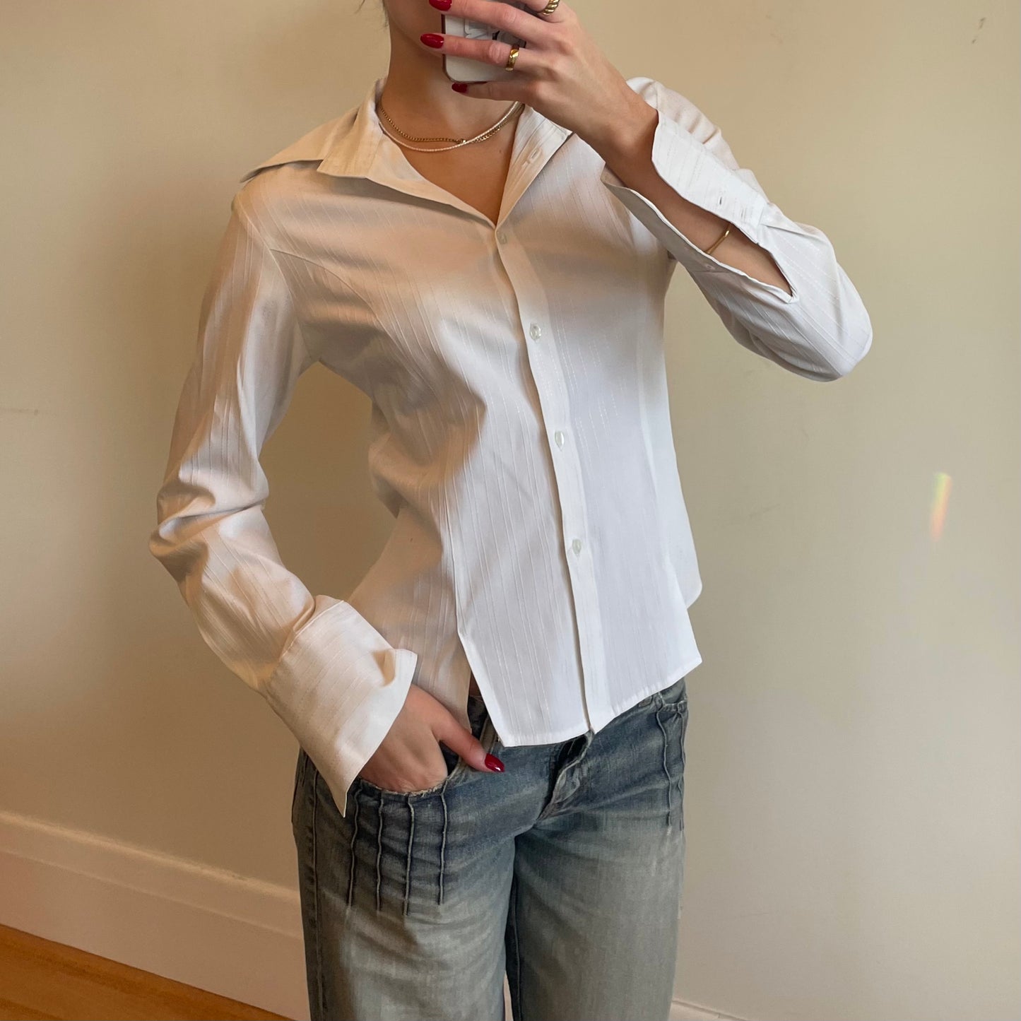 90s white button up shirt