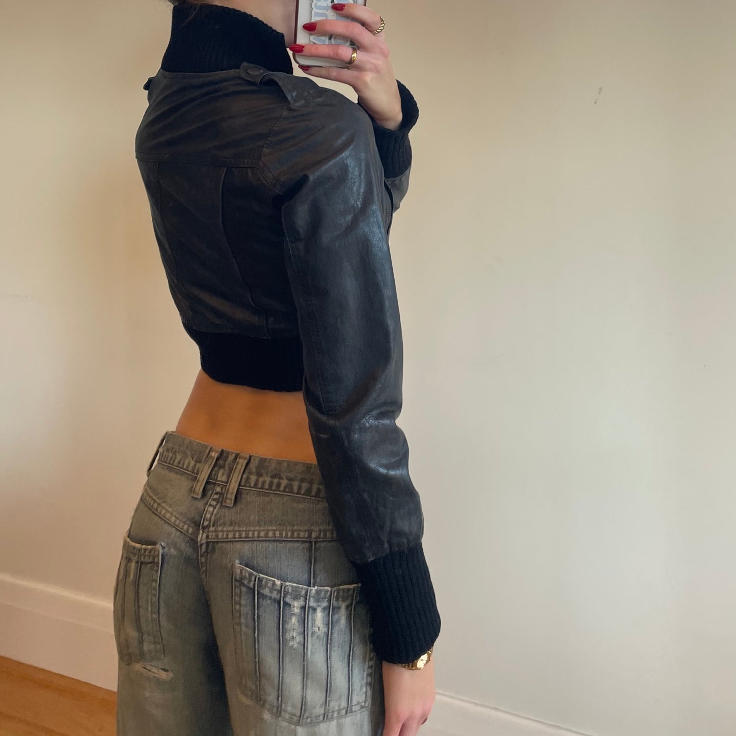 vintage cropped leather jacket