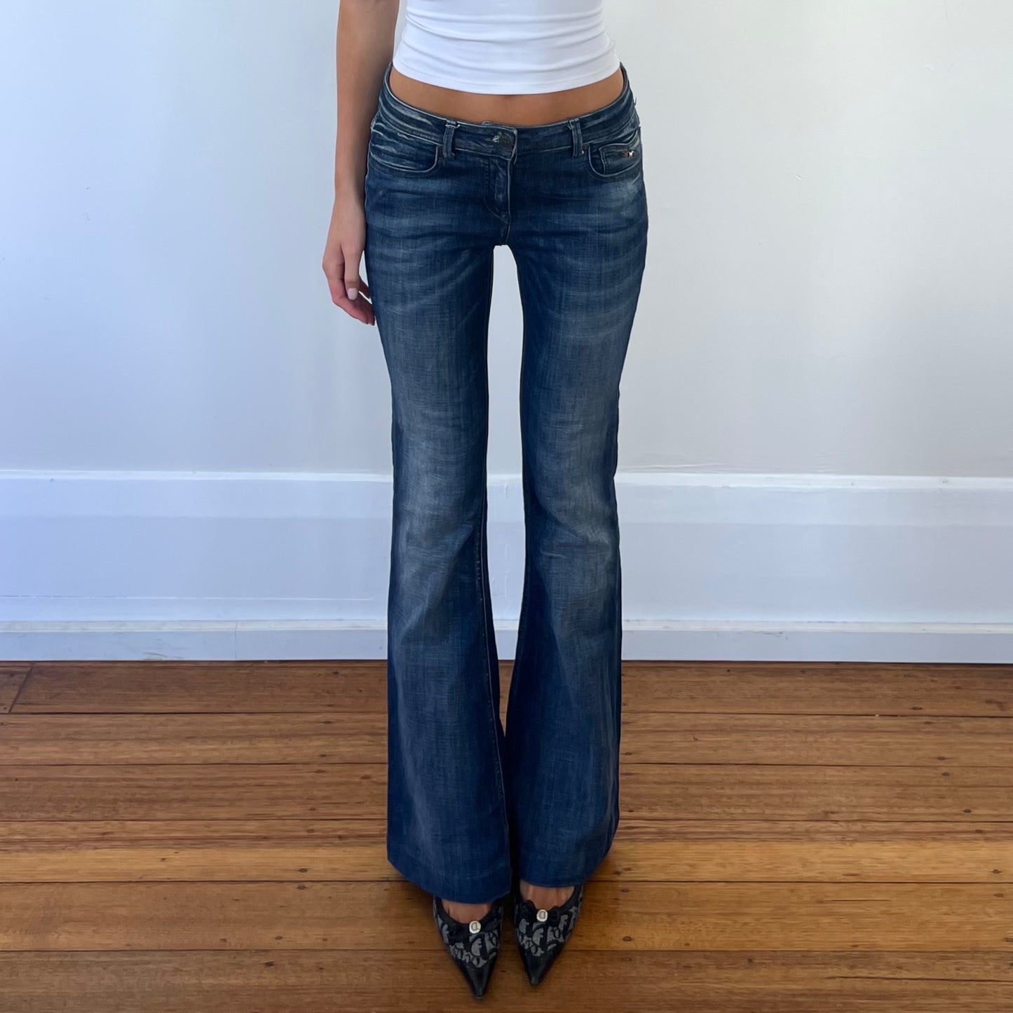 dark denim bootcut jeans