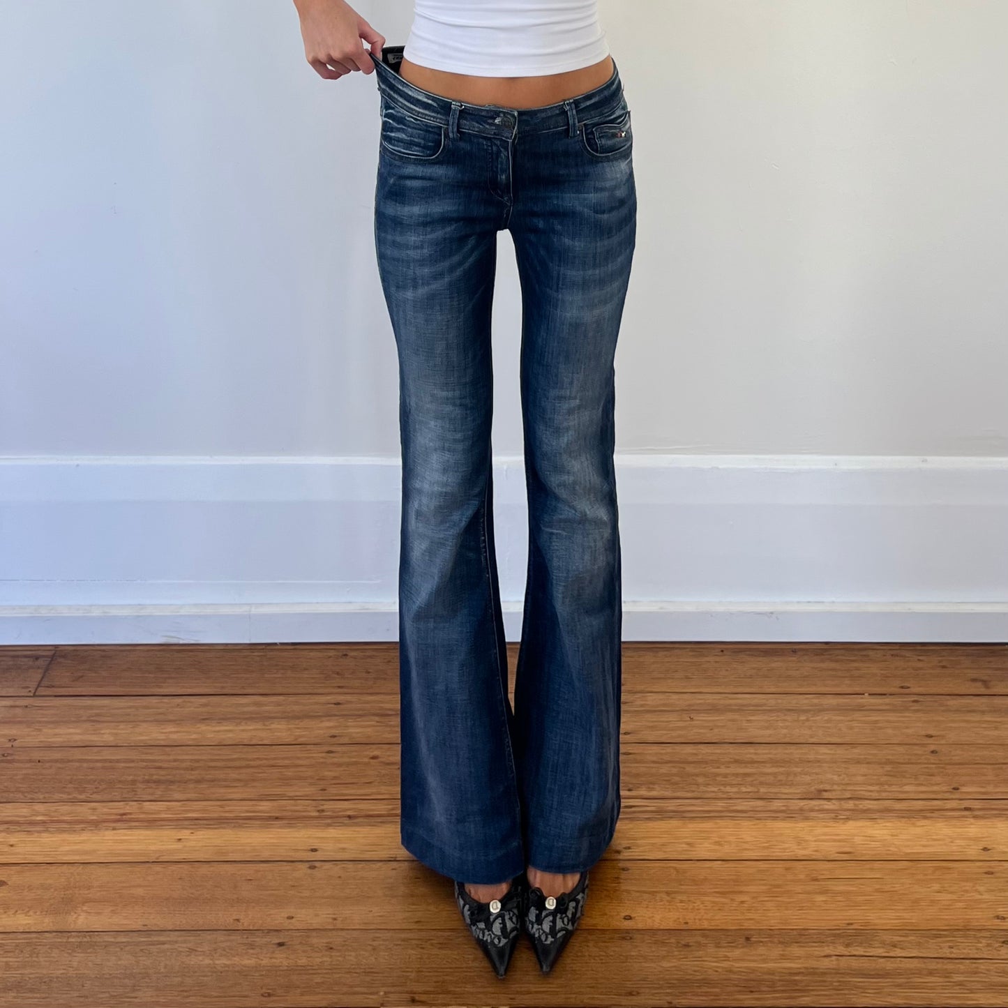 dark denim bootcut jeans
