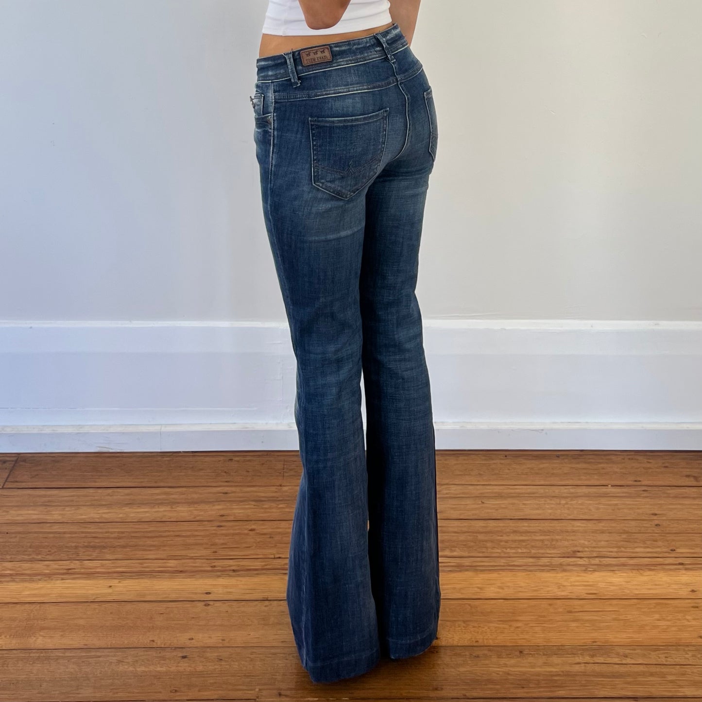 dark denim bootcut jeans