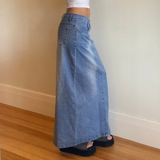 vintage denim maxi skirt