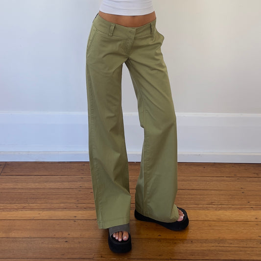 low rise wide leg olive trousers