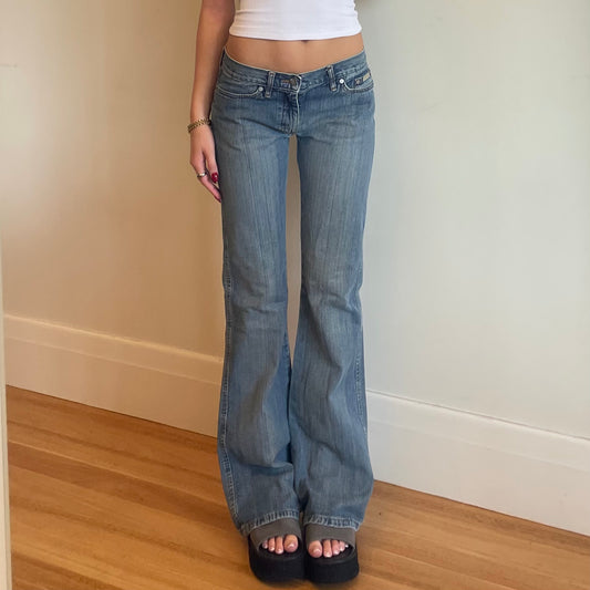 vintage low rise flared jeans