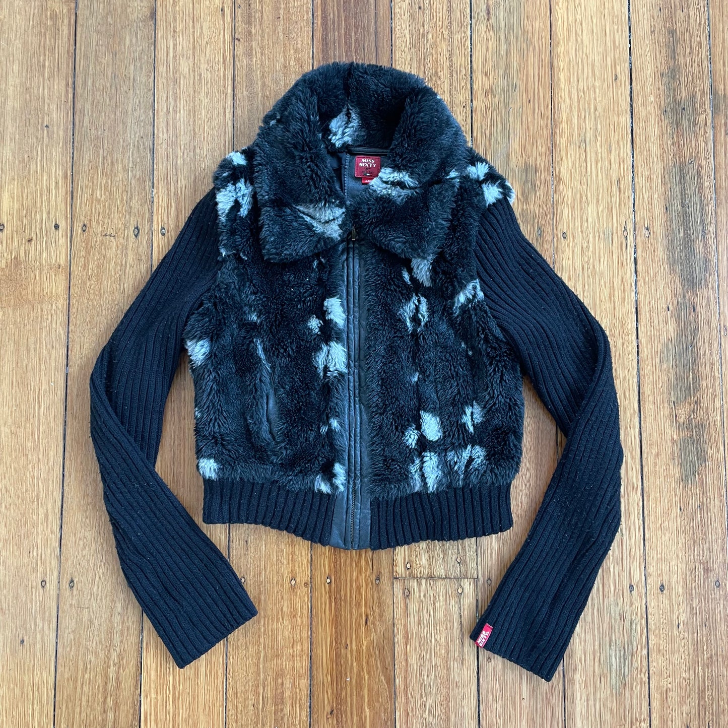 ribbed knit zip-up sweater