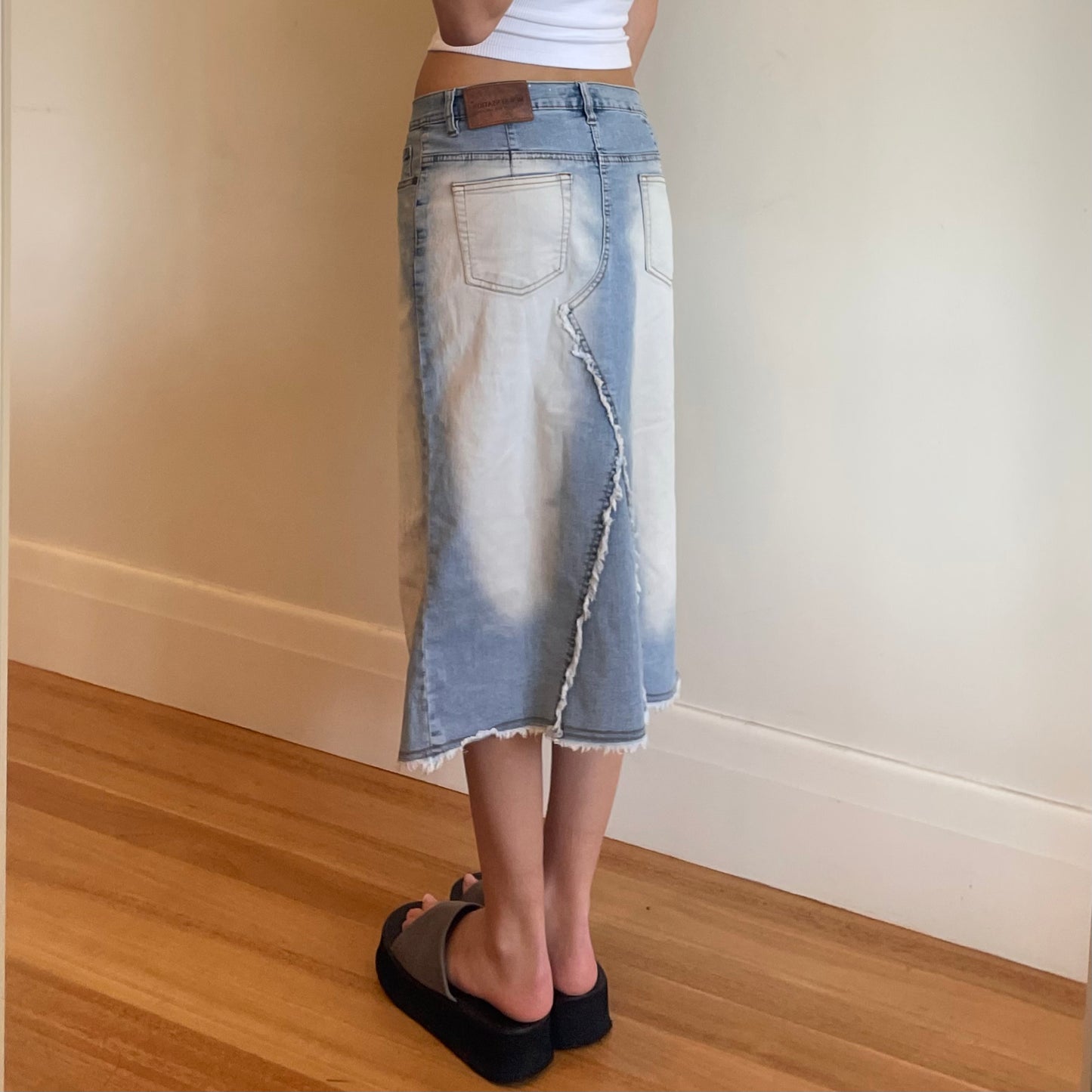 y2k denim midi skirt