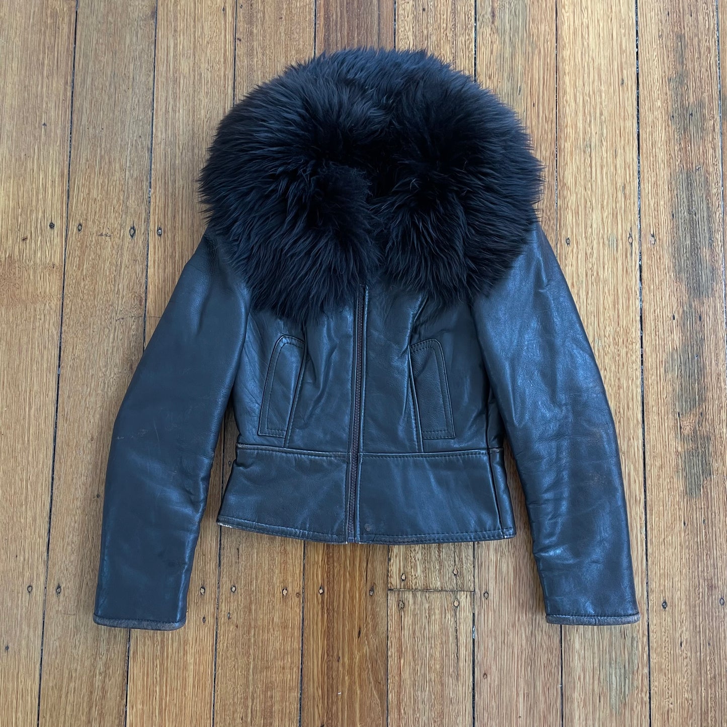 leather faux fur jacket