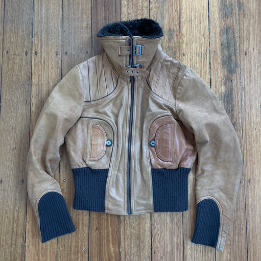 tan/brown leather jacket