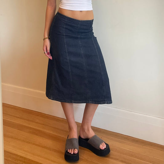 denim midi skirt