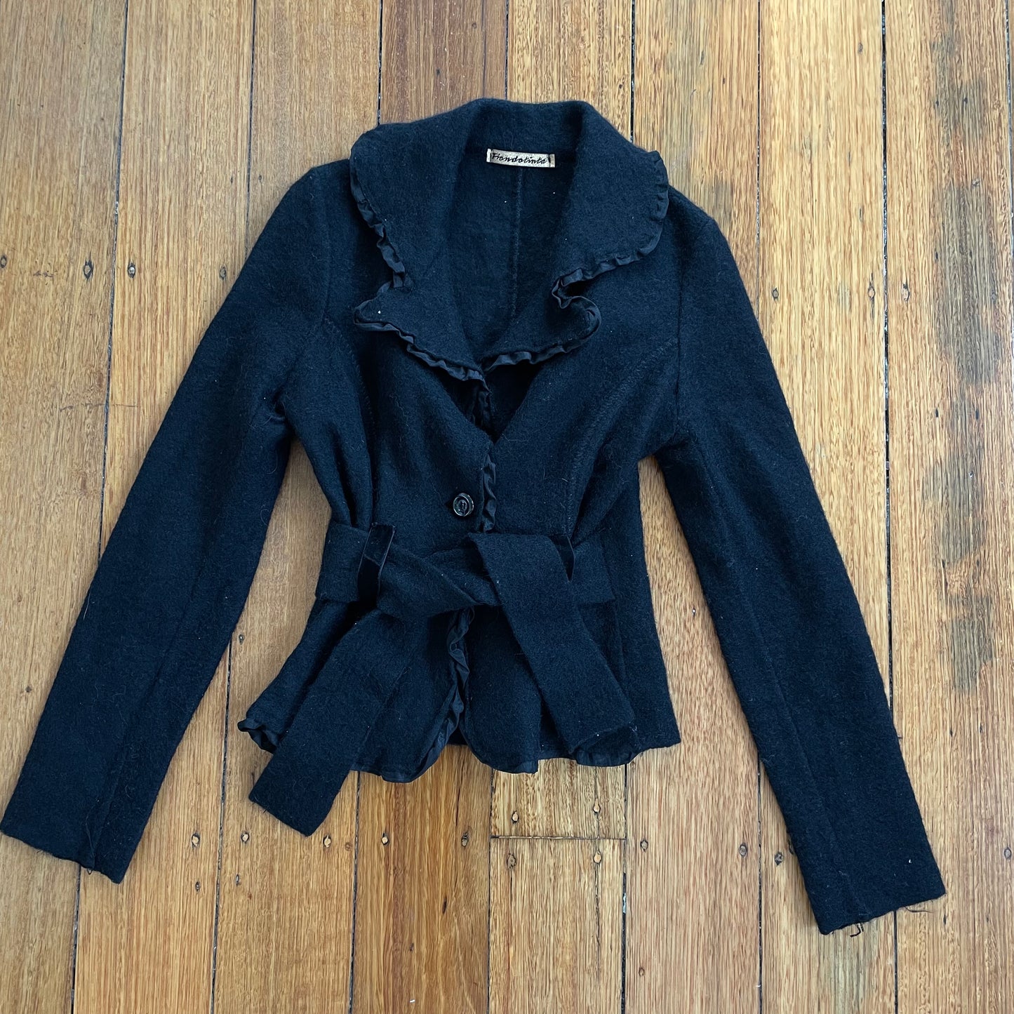 wool tie up jacket