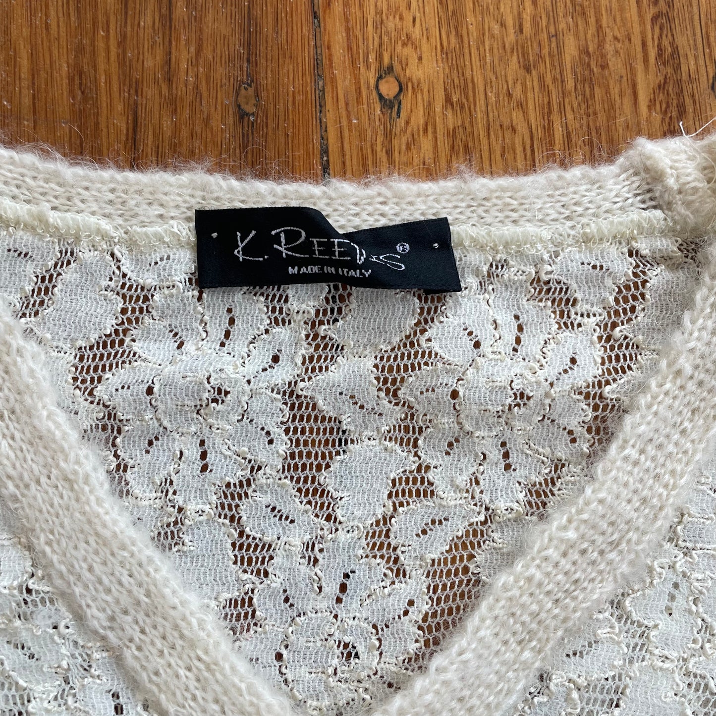 lace mohair fur 3/4 sleeve top
