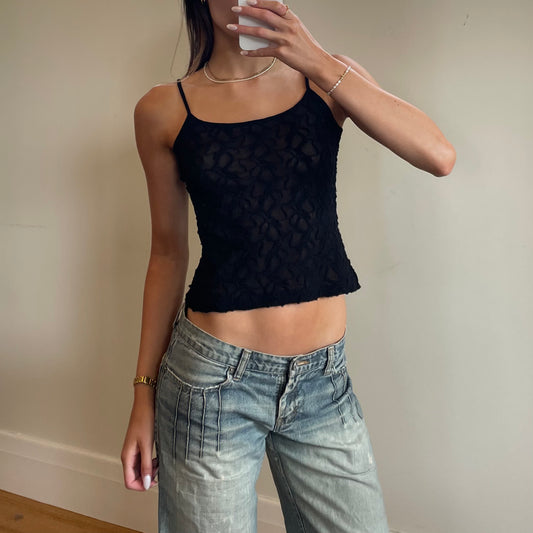 black sheer lace cami