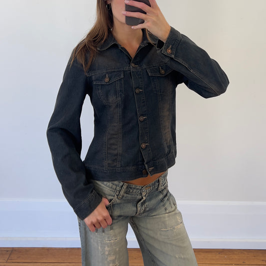 dark denim button up jacket