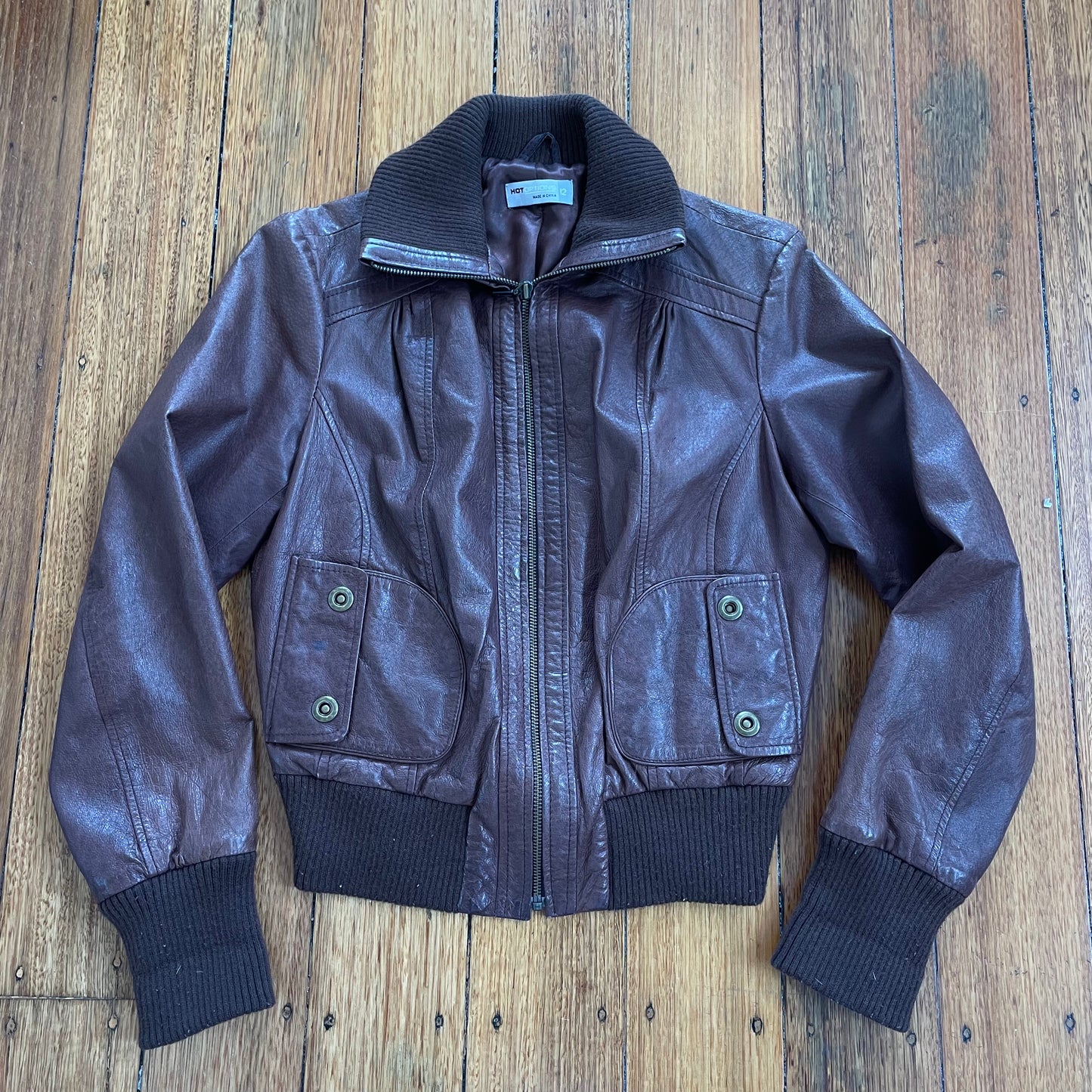 brown leather jacket