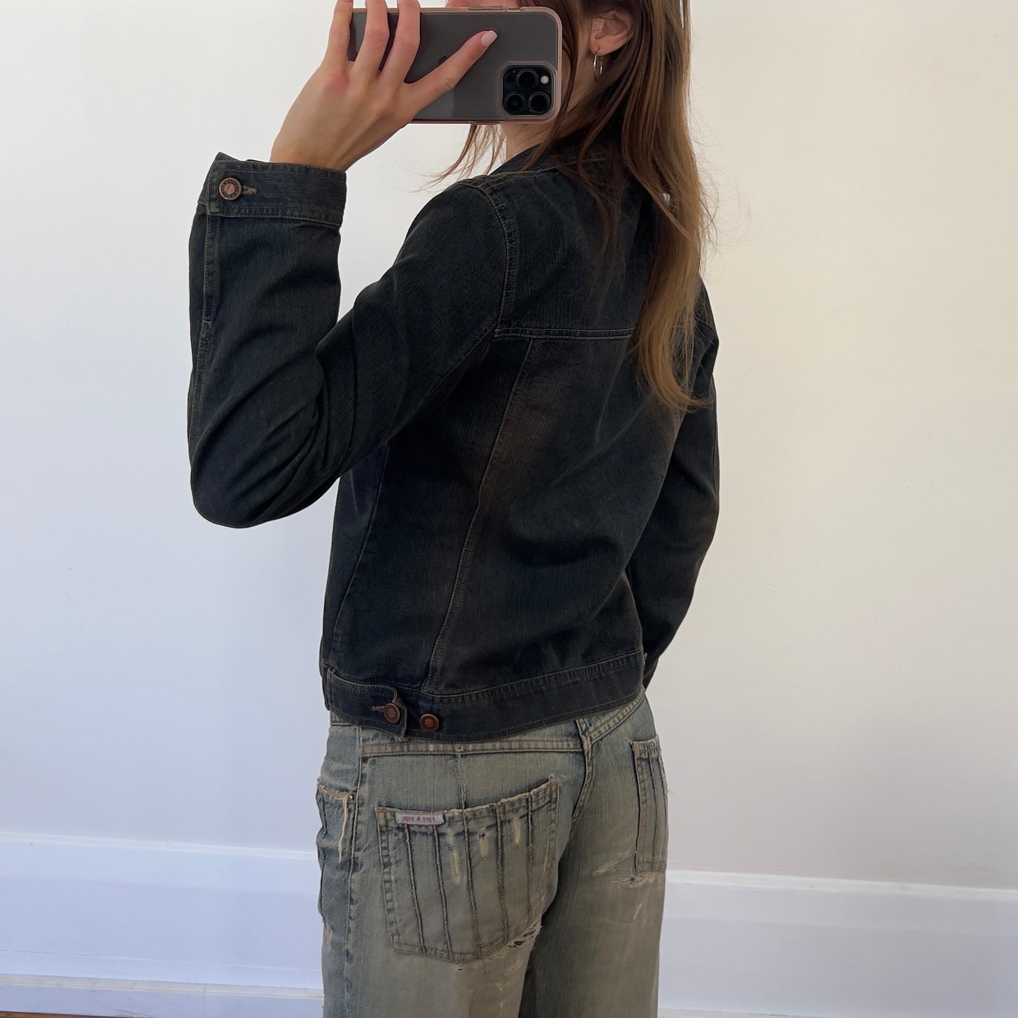 dark denim button up jacket