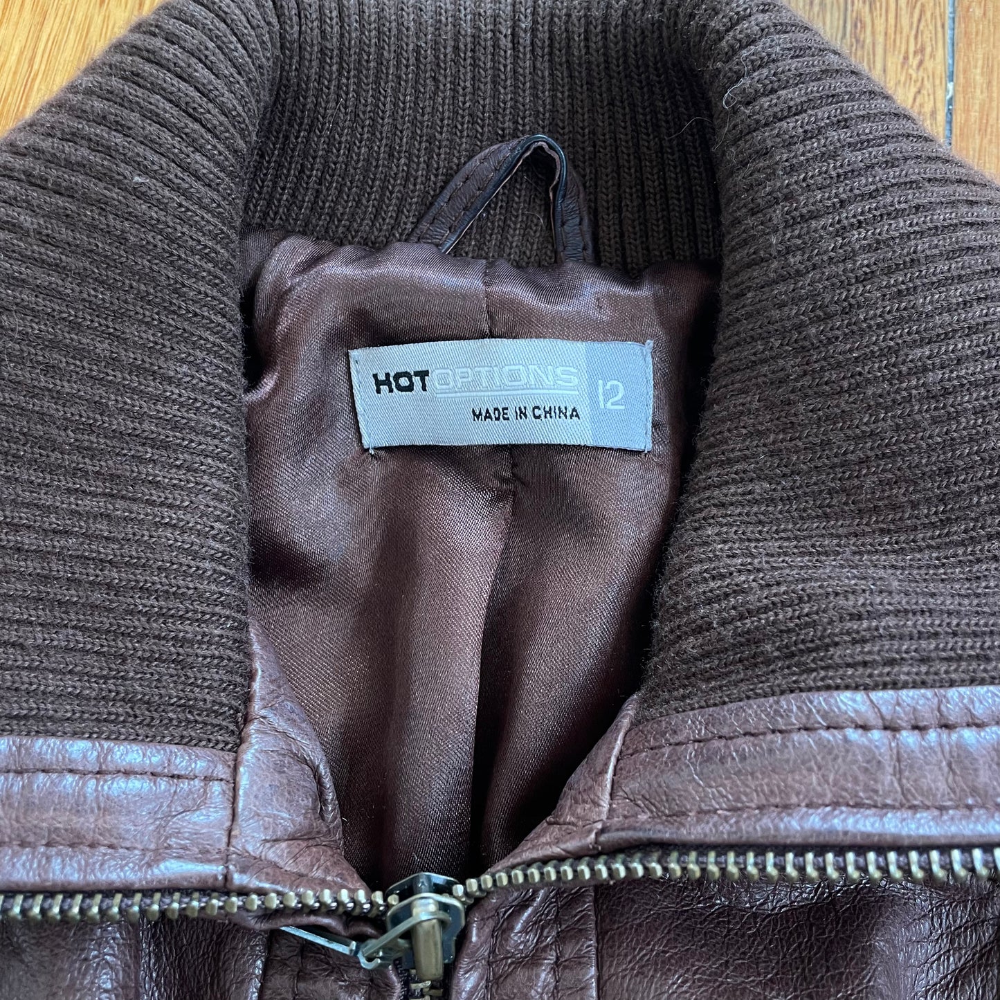 brown leather jacket