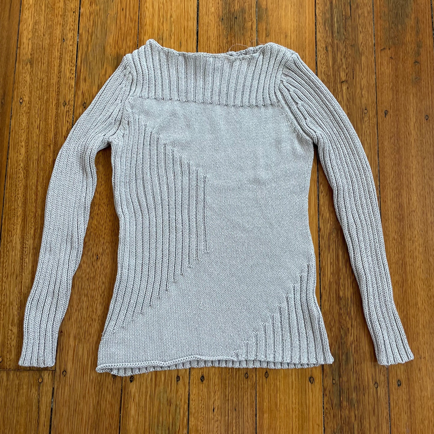 grey boat-neck knit