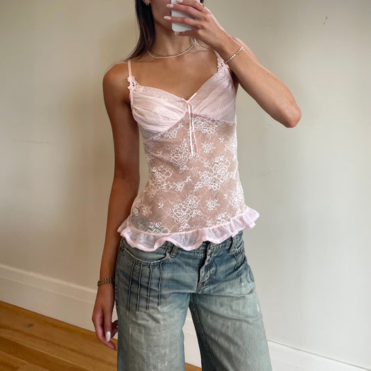 deadstock pink lace cami