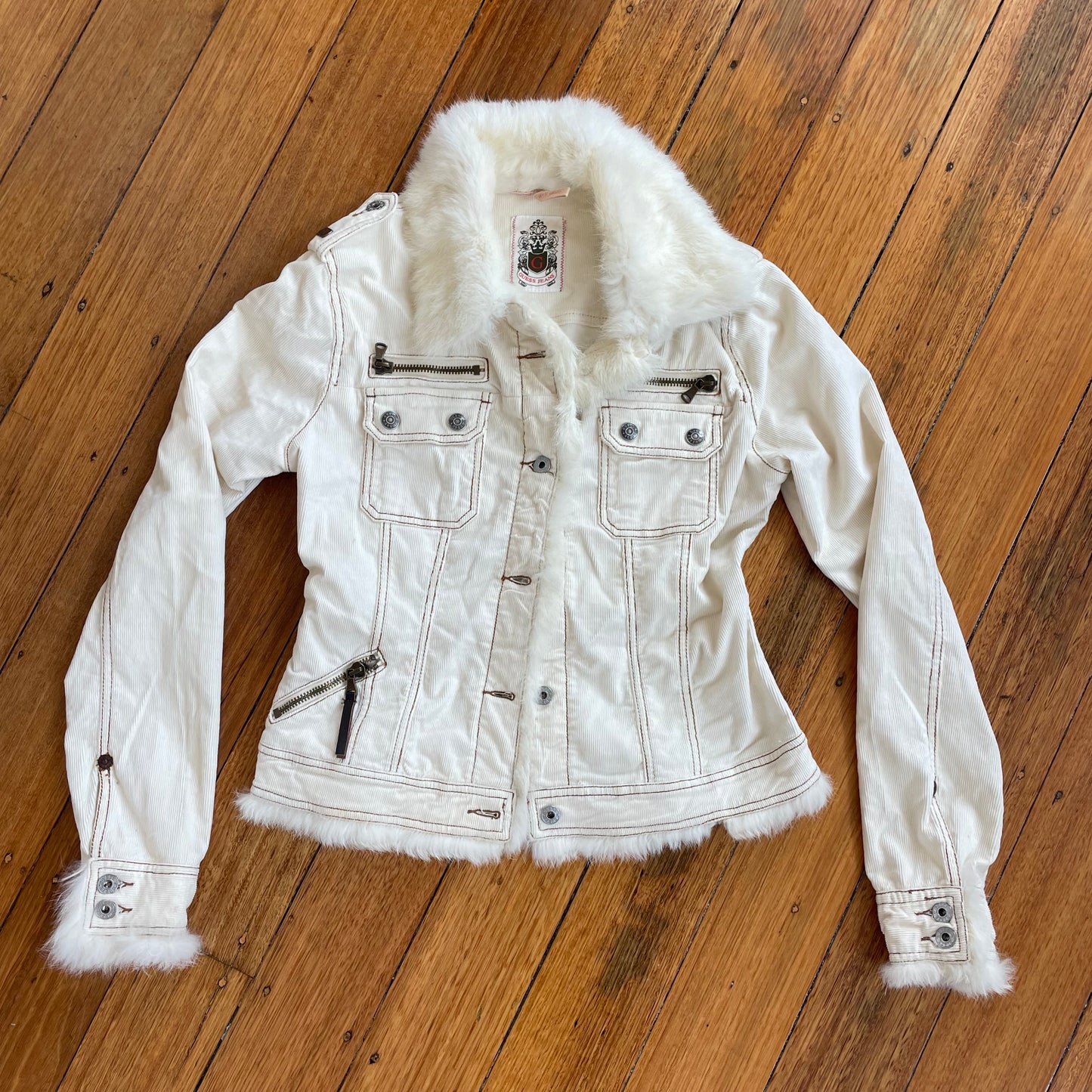cream fur corduroy jacket
