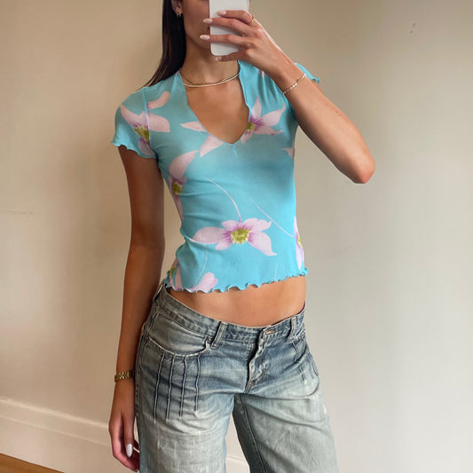sheer floral top