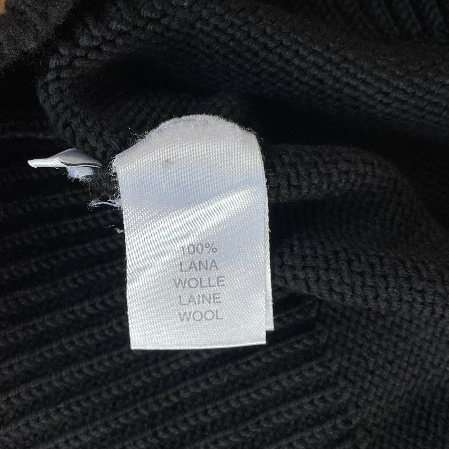 black wool zip-up knit
