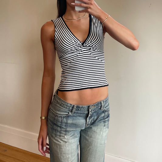 striped v-neck tank