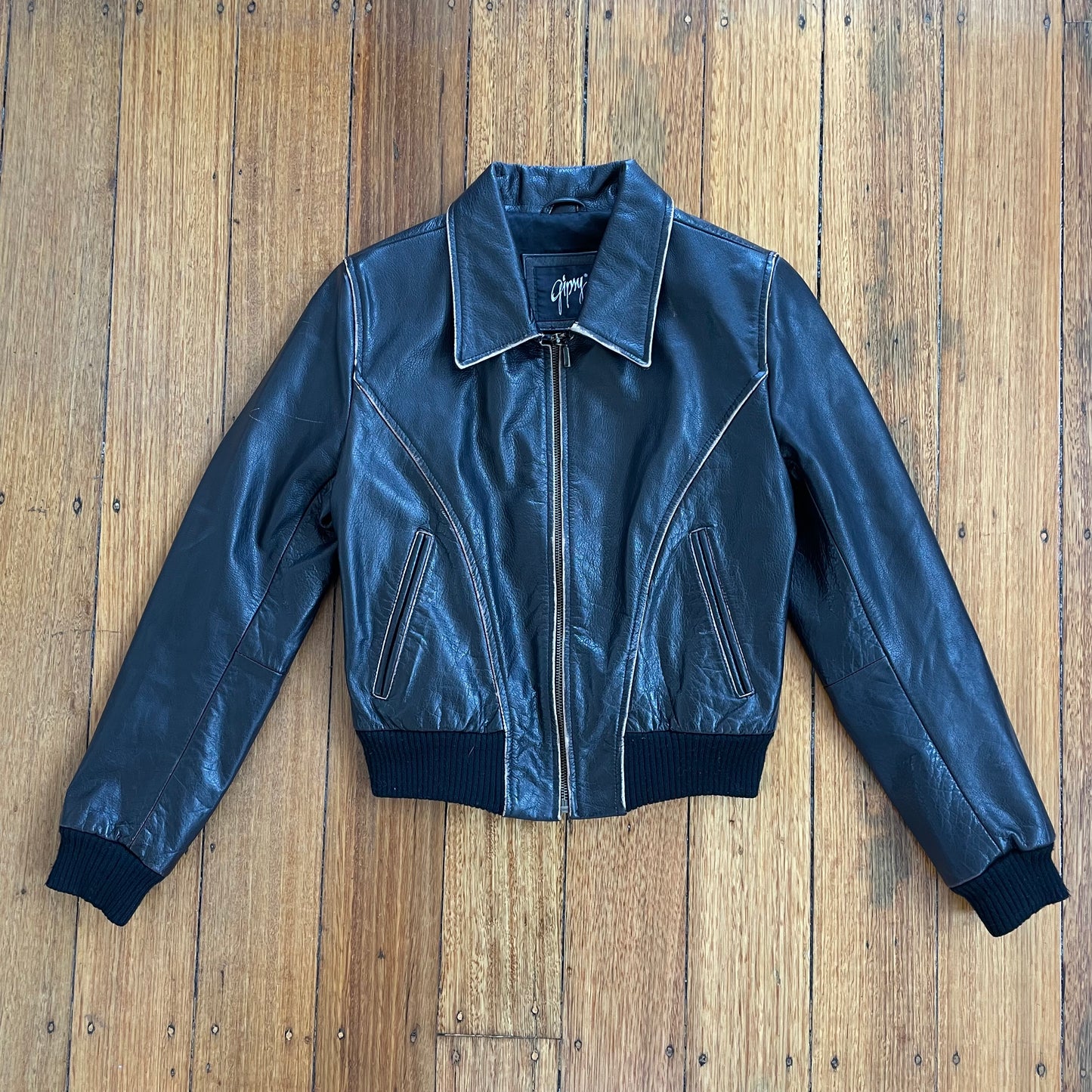 black leather jacket