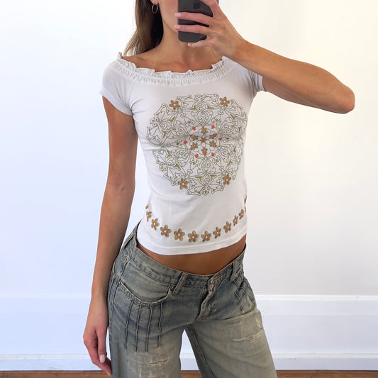 graphic off-shoulder top