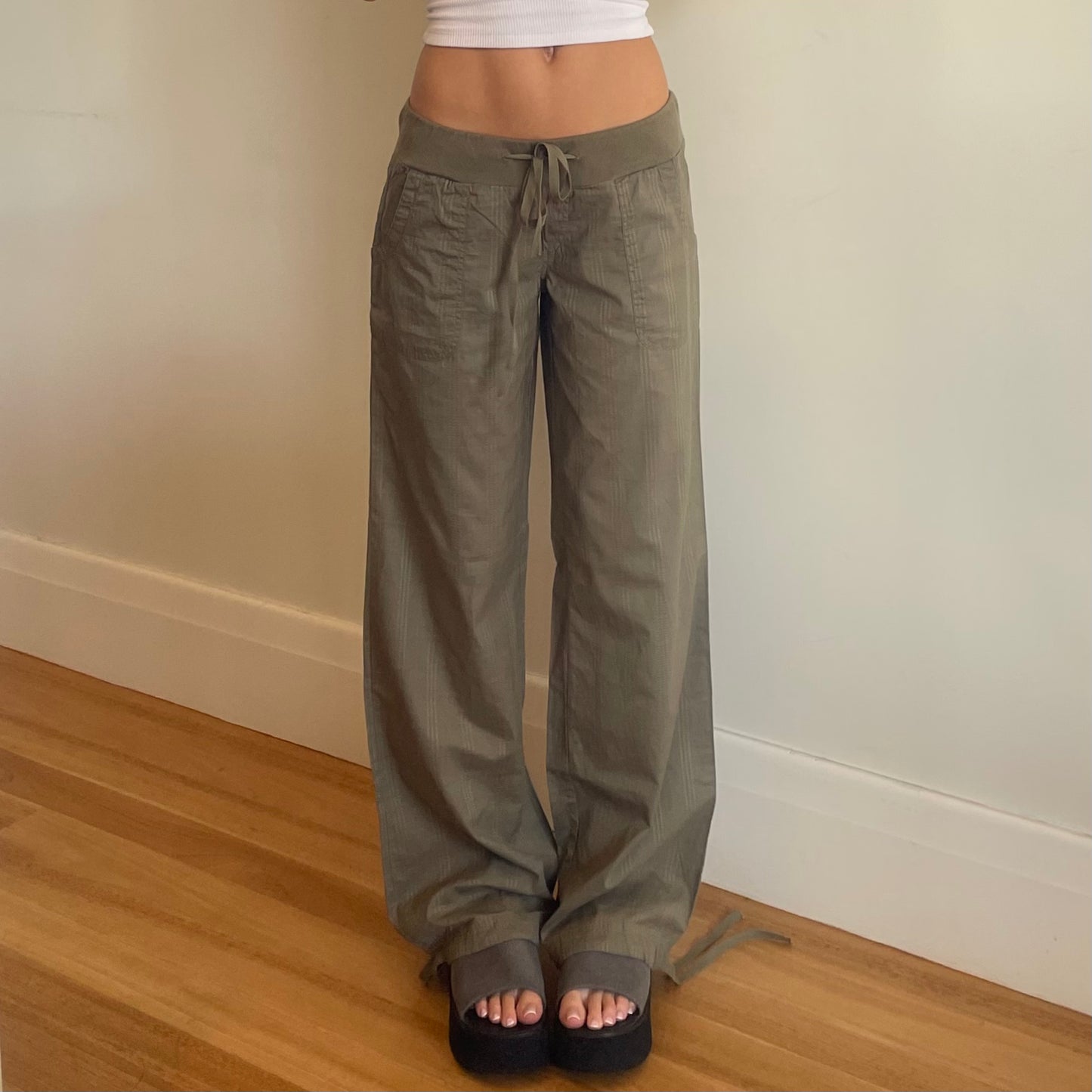 khaki wide leg pants