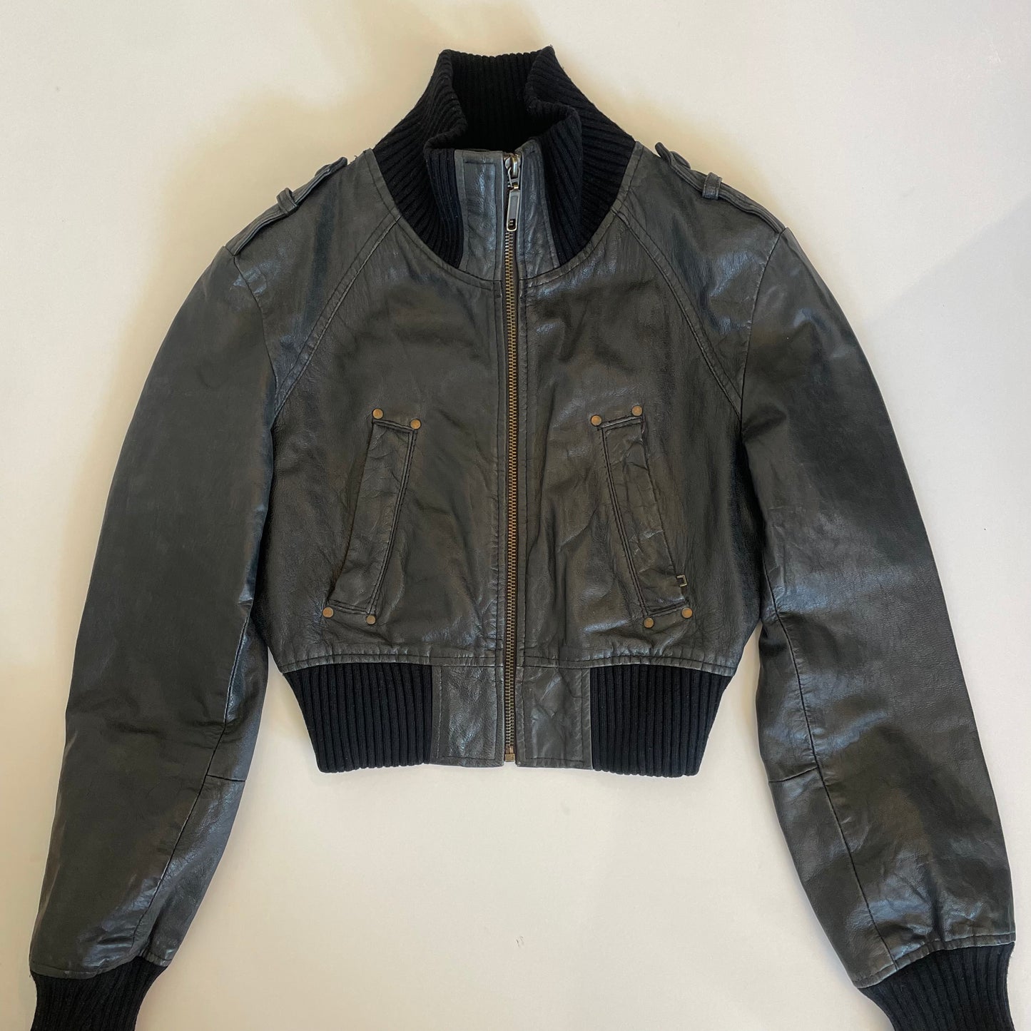 vintage cropped leather jacket