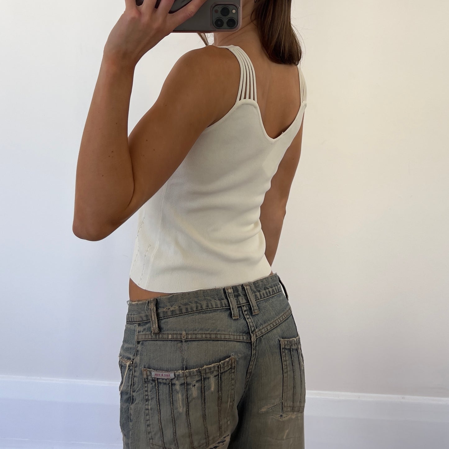 white beaded tank