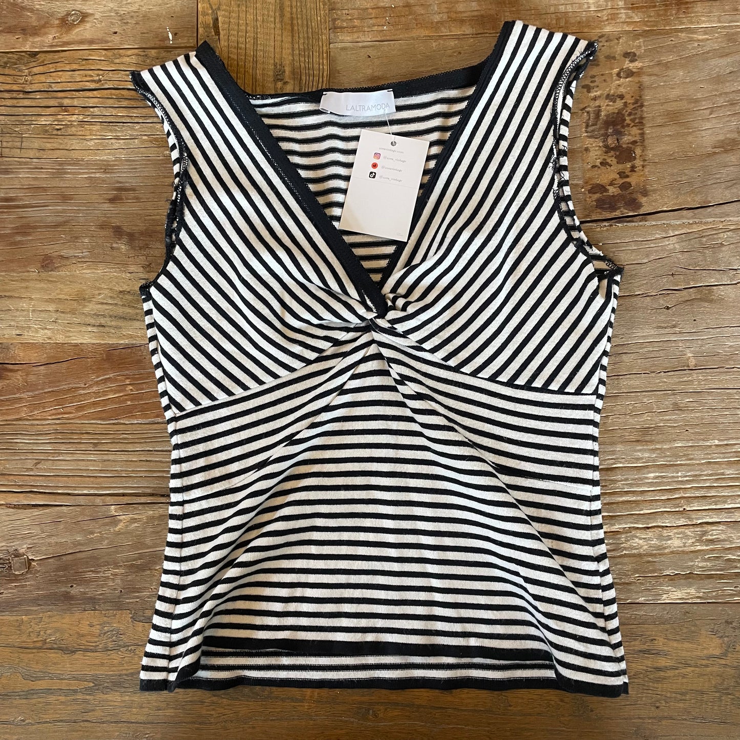 striped v-neck tank