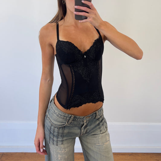 black mesh lace corset