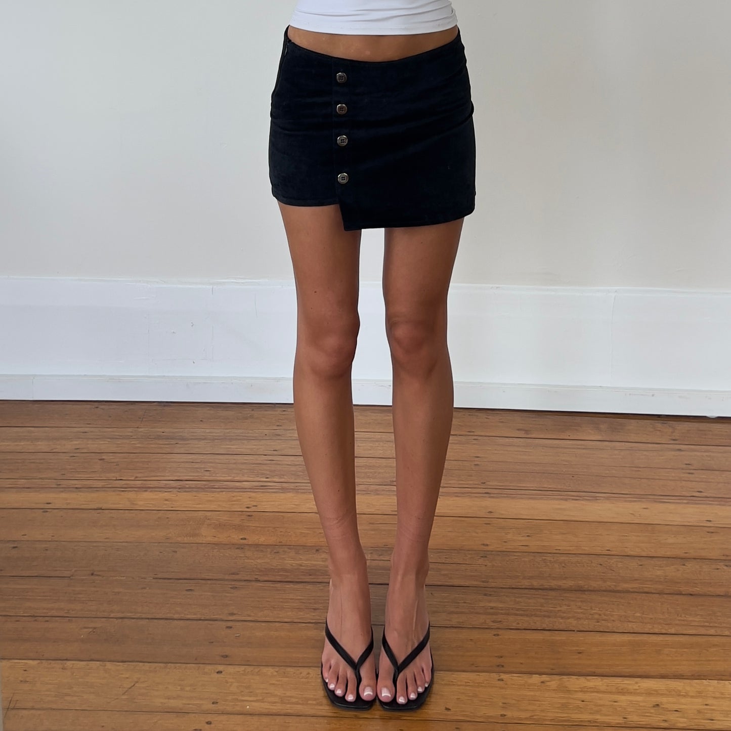 black velour mini skirt