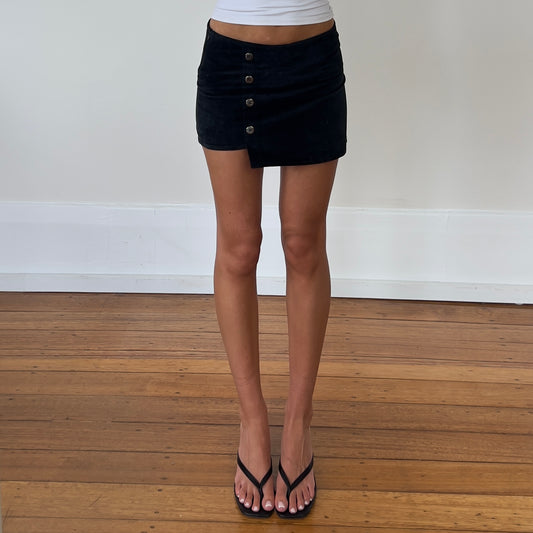 black velour mini skirt