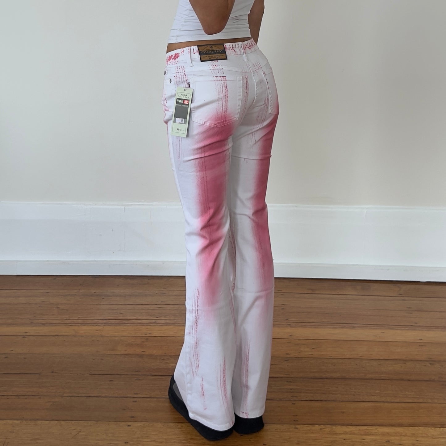 deadstock pink/white denim jeans