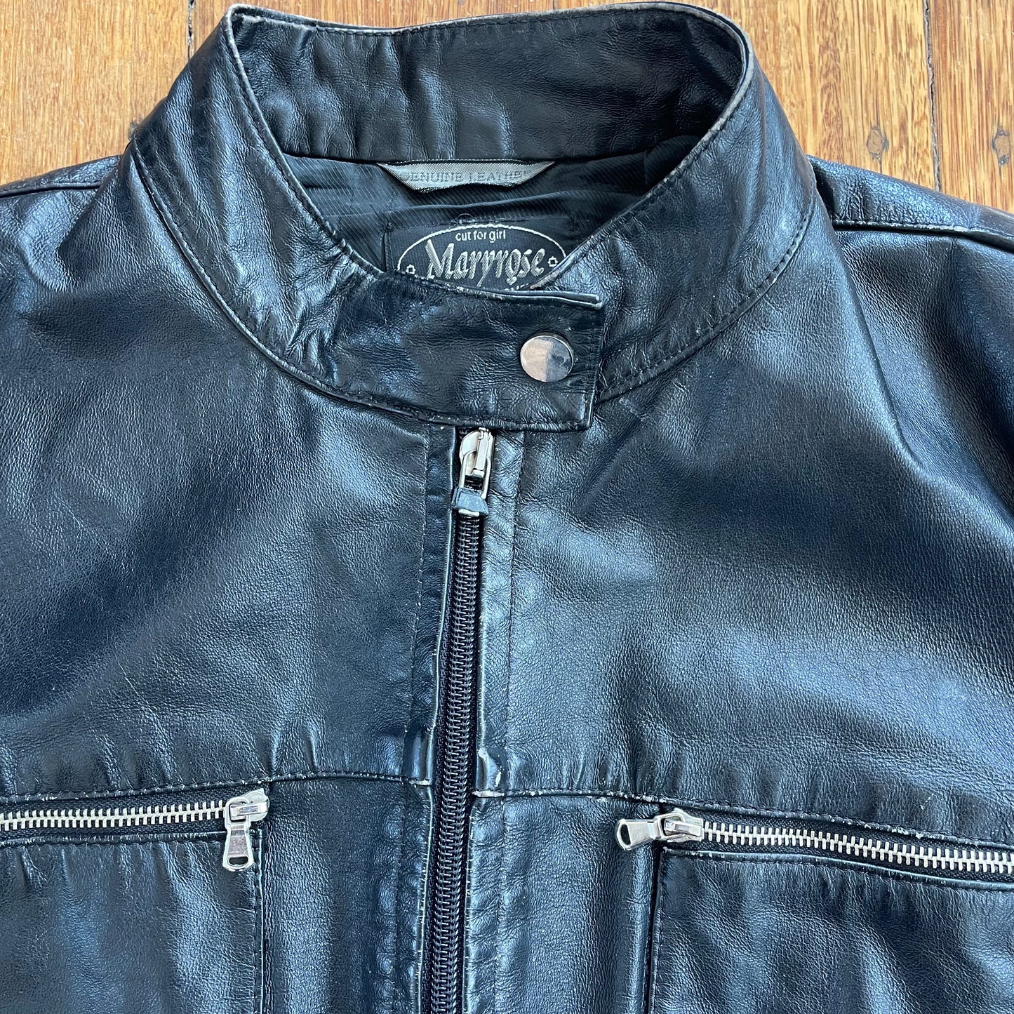 black moto leather jacket