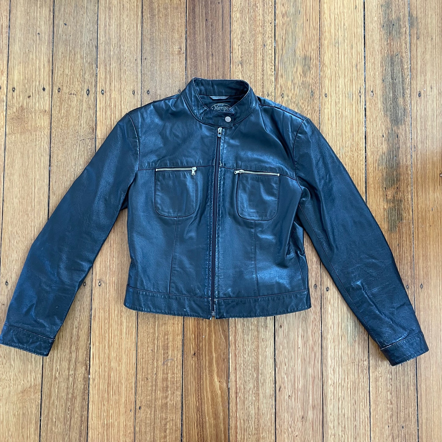 black moto leather jacket