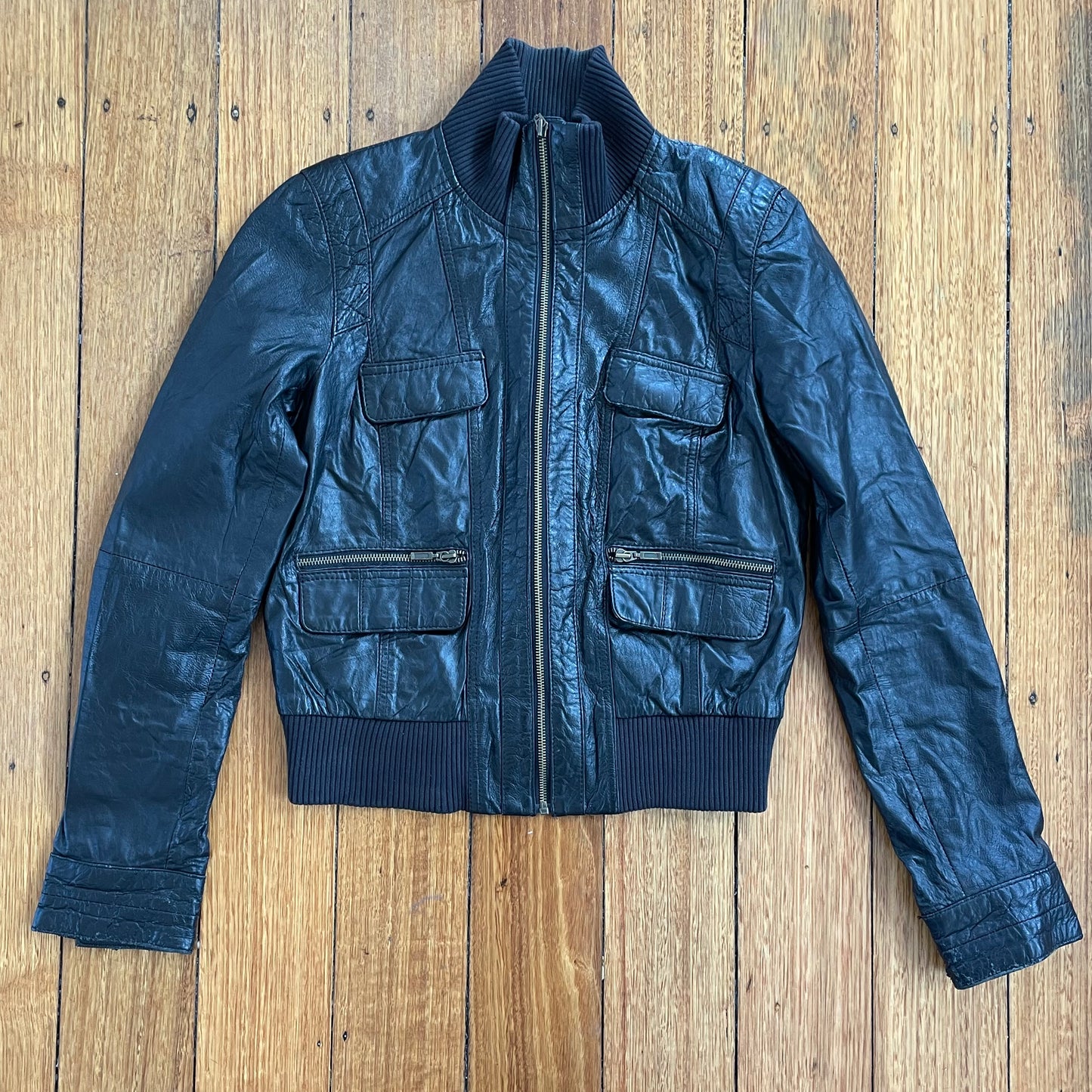 black leather jacket
