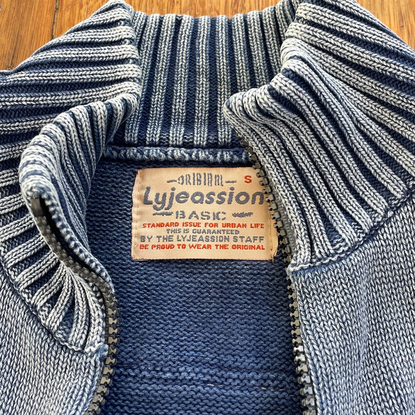 knit/denim zip up jacket