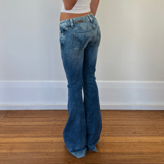 low rise flared jeans