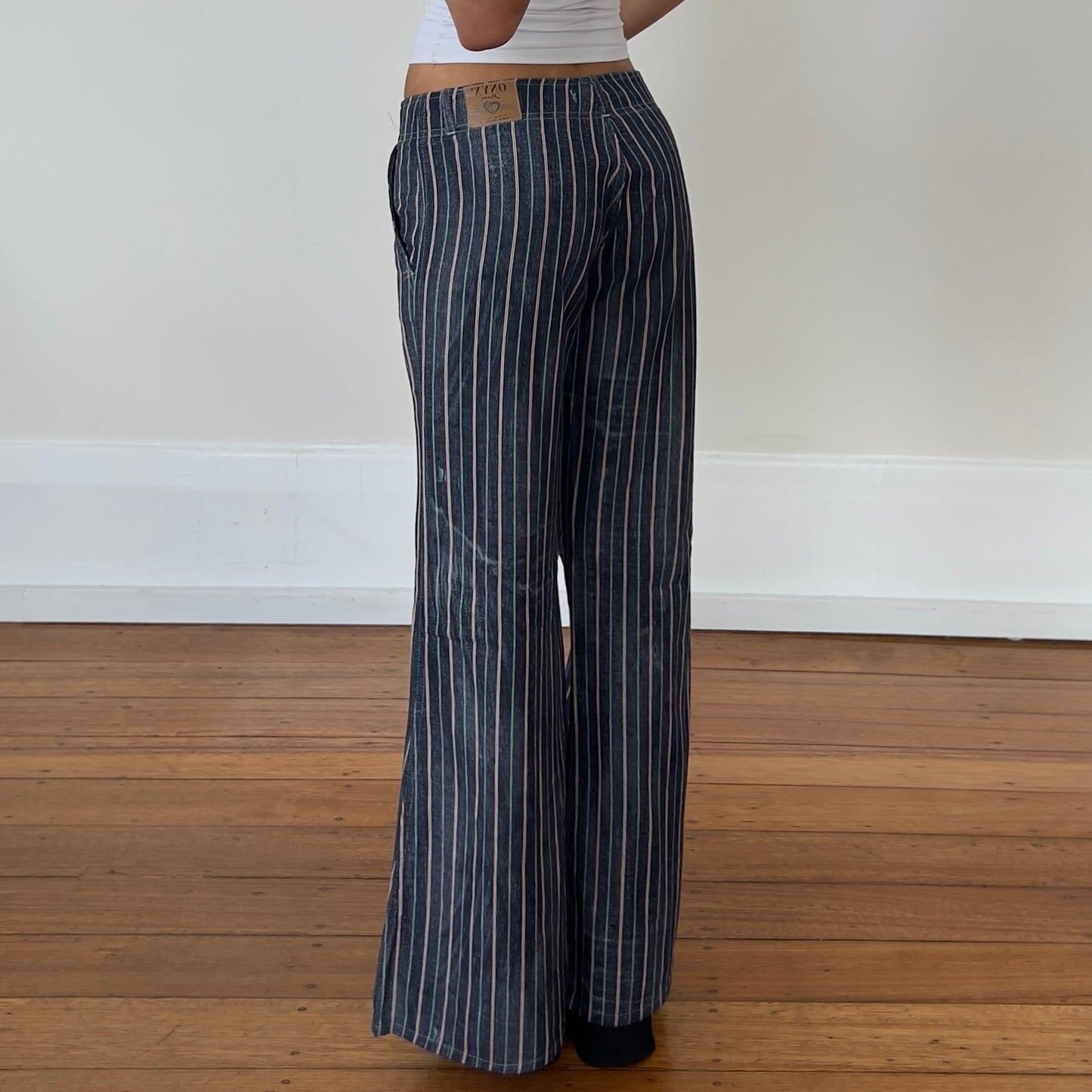 wide leg stripe pants