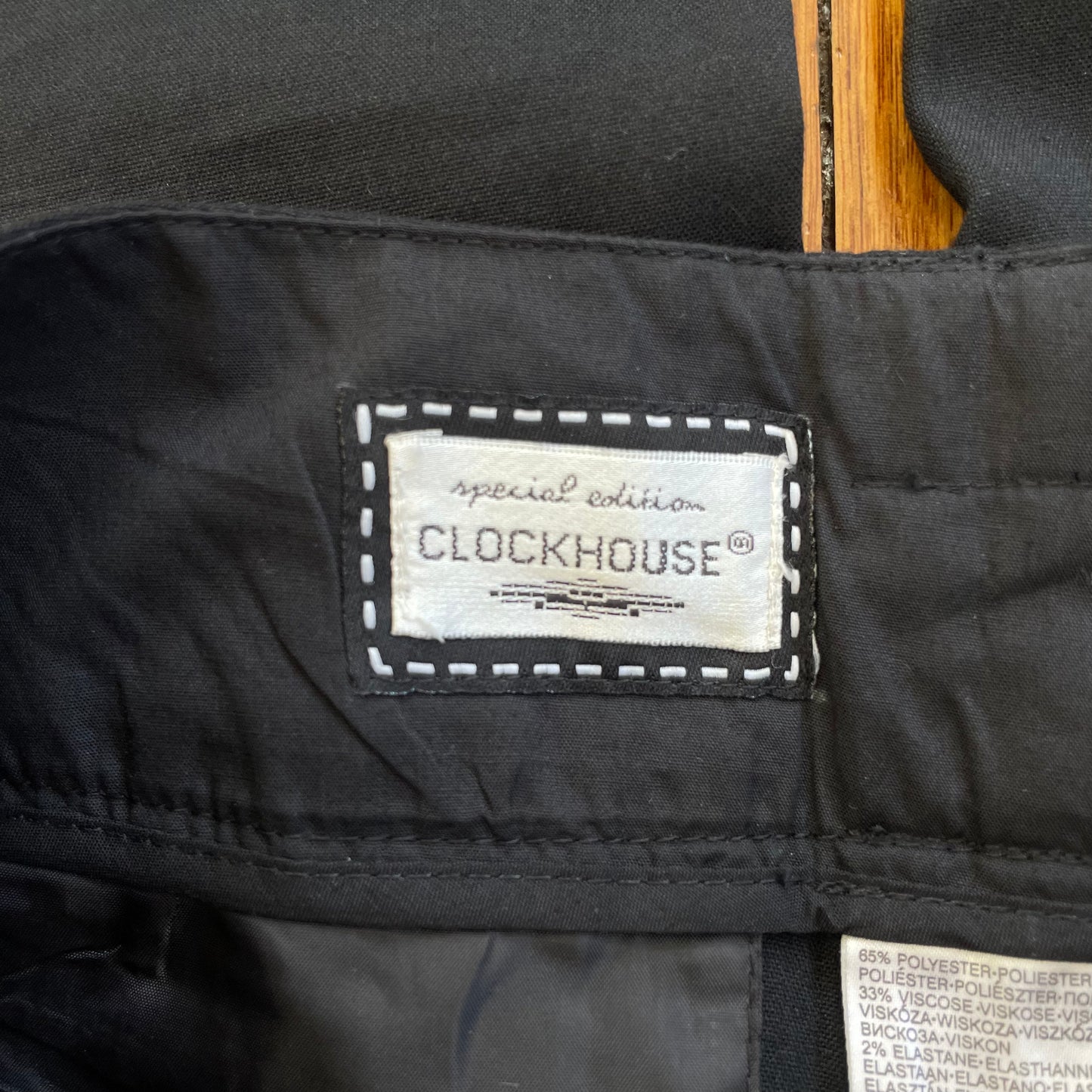 black low rise trousers