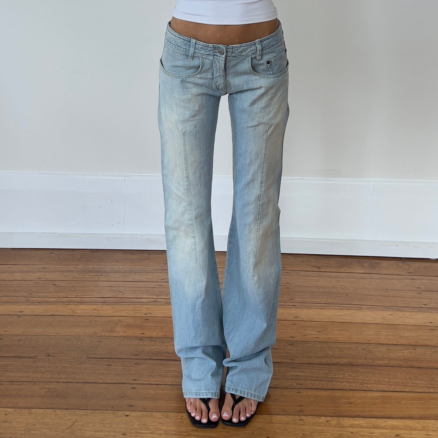 light wash denim bootcut jeans