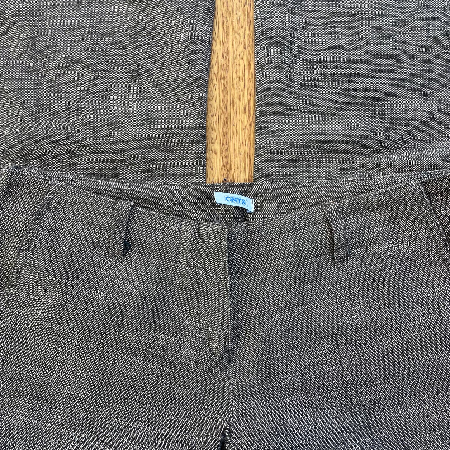 brown low rise flared trousers