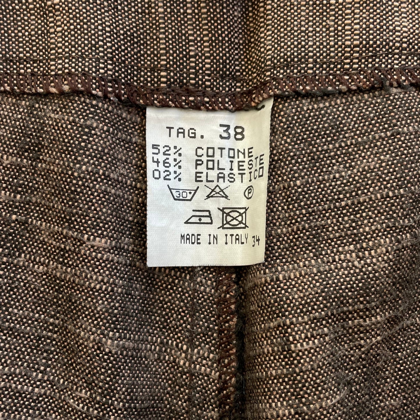 brown low rise flared trousers