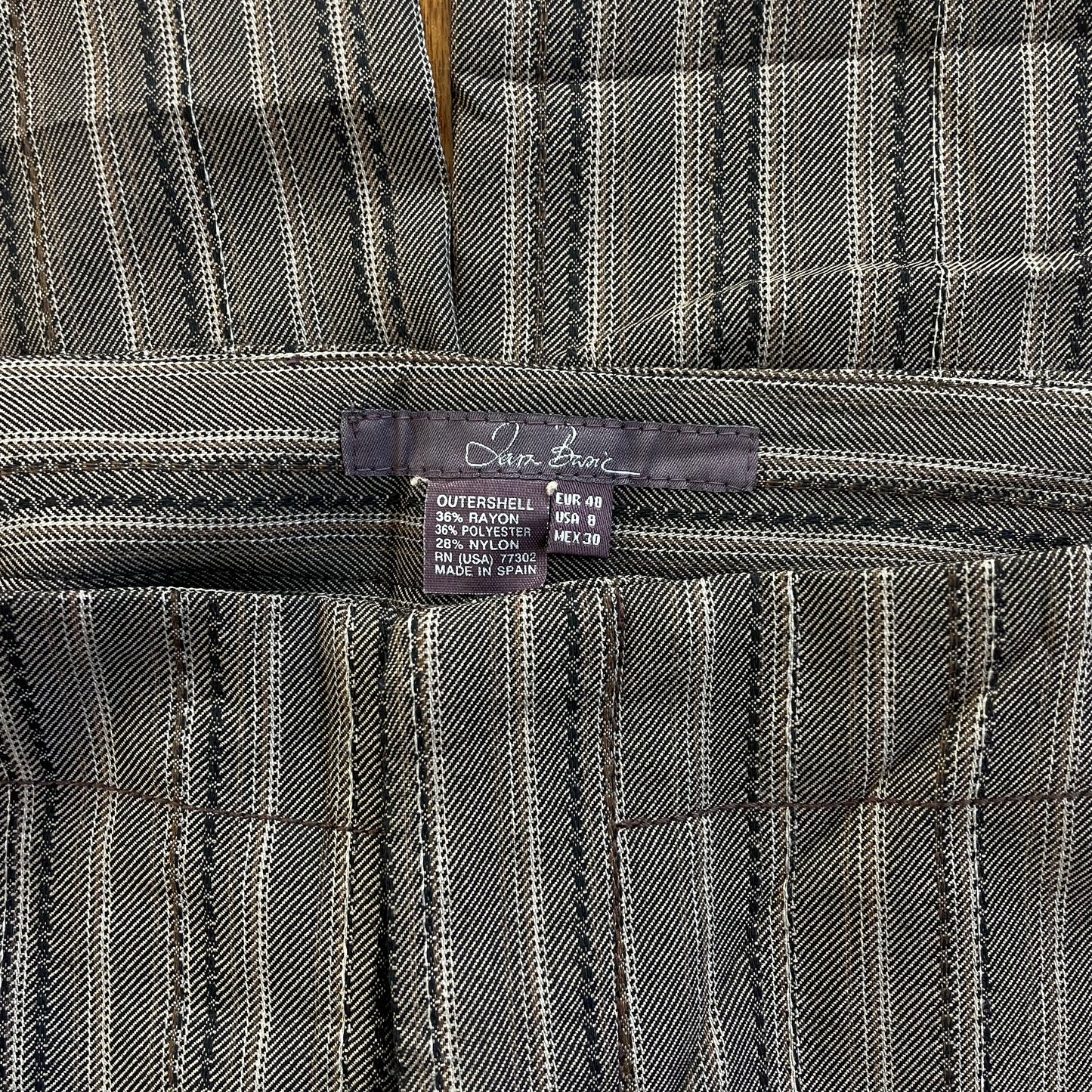 brown wide leg pinstripe pants