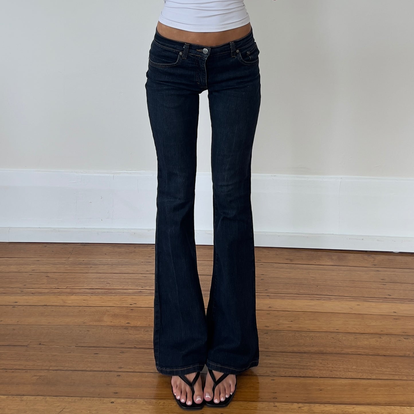 dark denim flared jeans