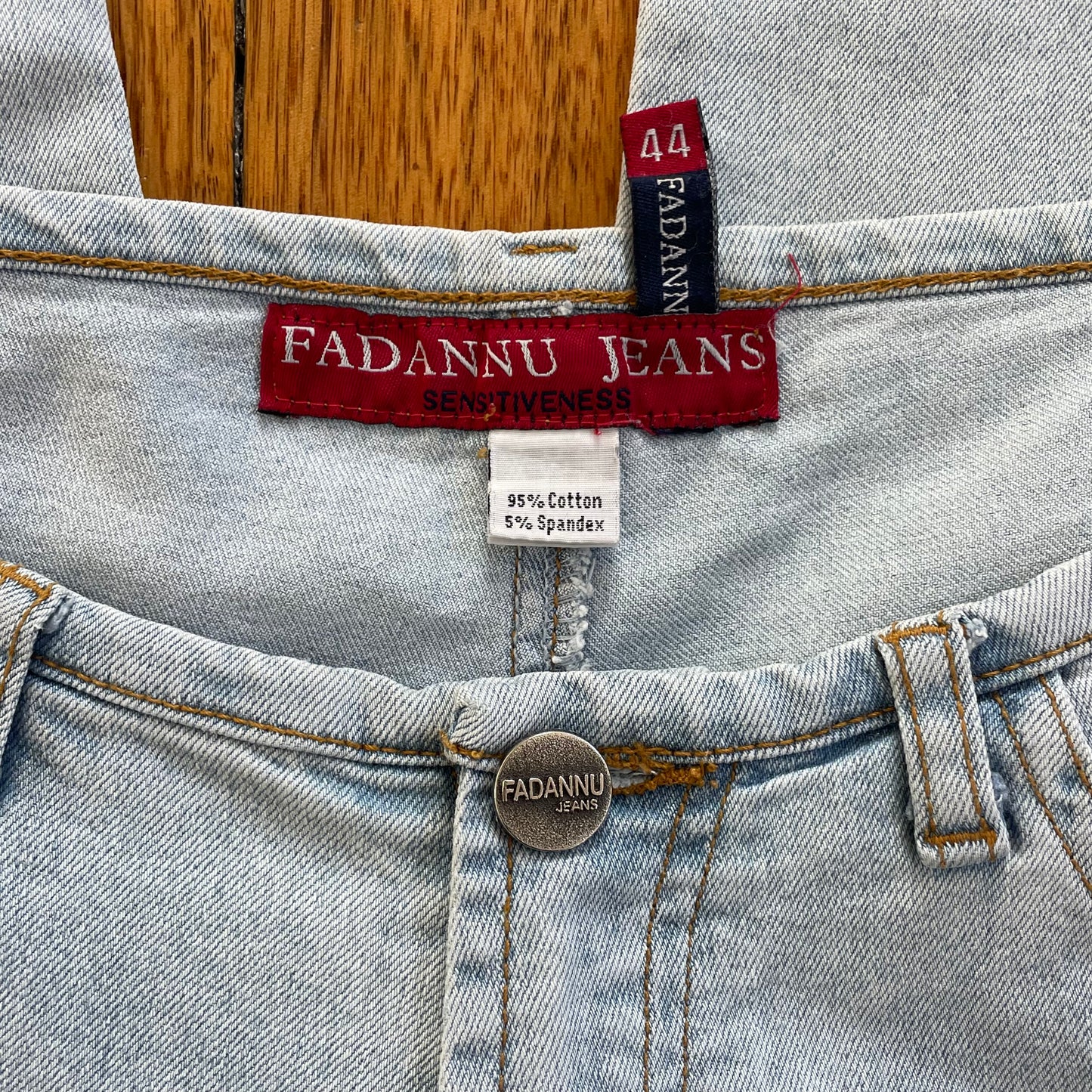 distressed style flared jeans